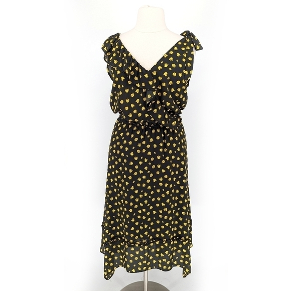 Who What Wear Floral A Dress Black Yellow XXL party summer bohemian asymmetrical - Picture 1 of 7